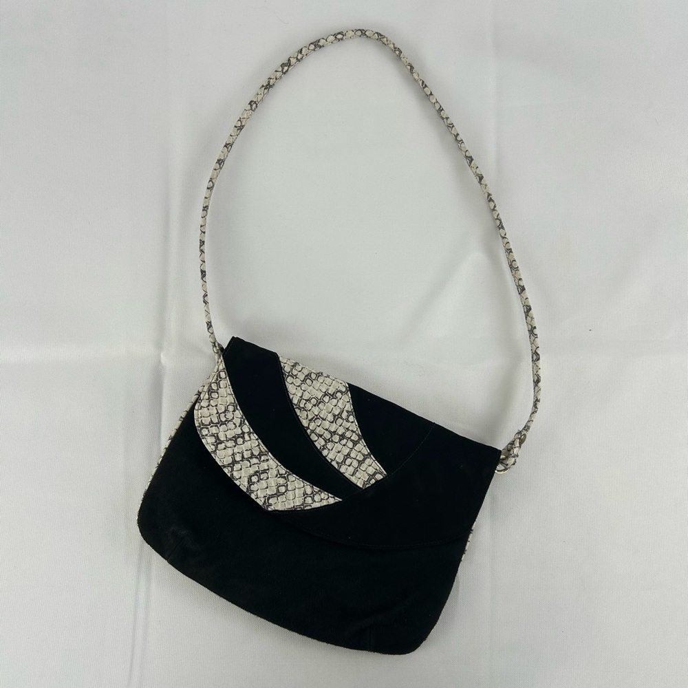 Vintage Black and White Suede Shoulder Bag